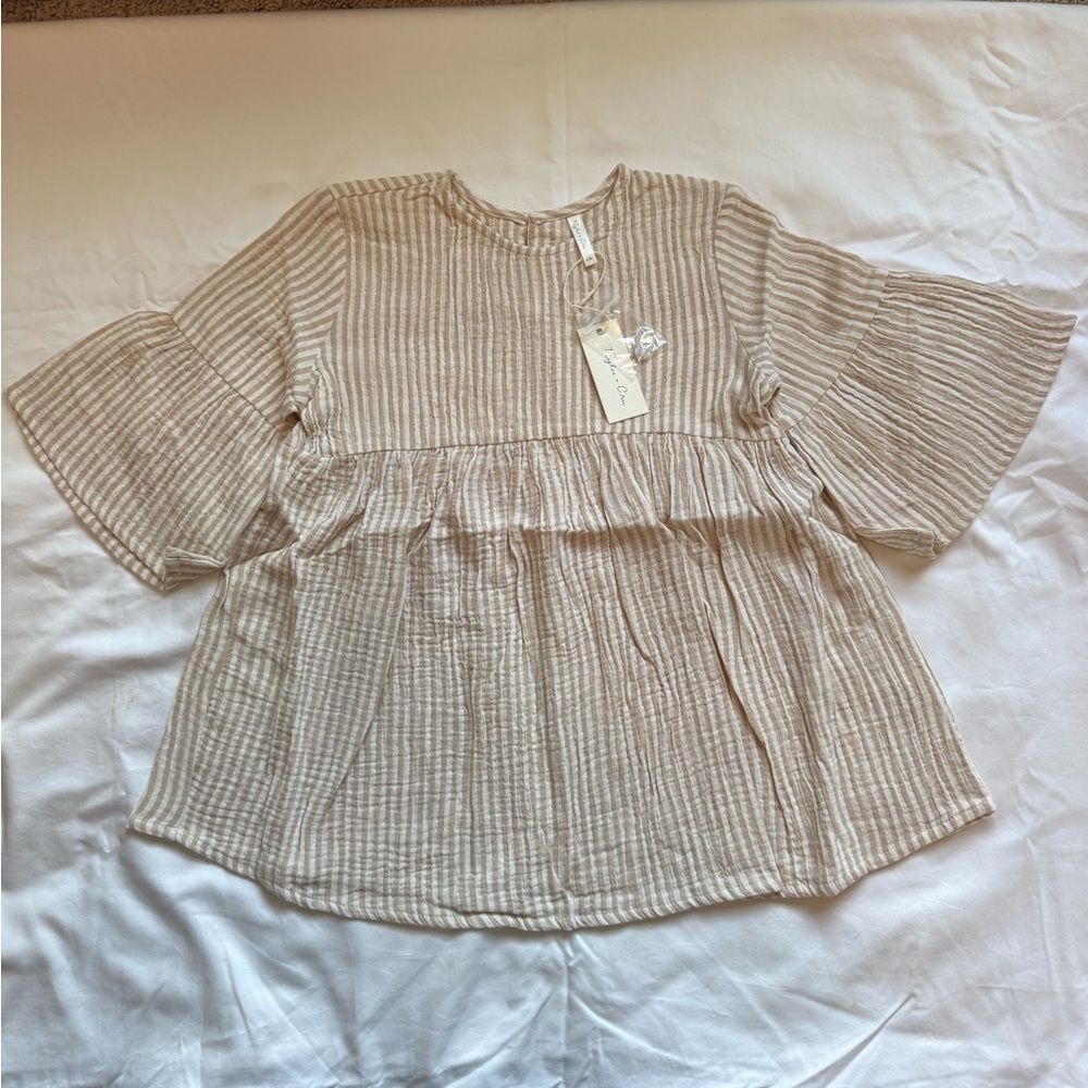Rylee + Cru Almond Striped Bell Dress